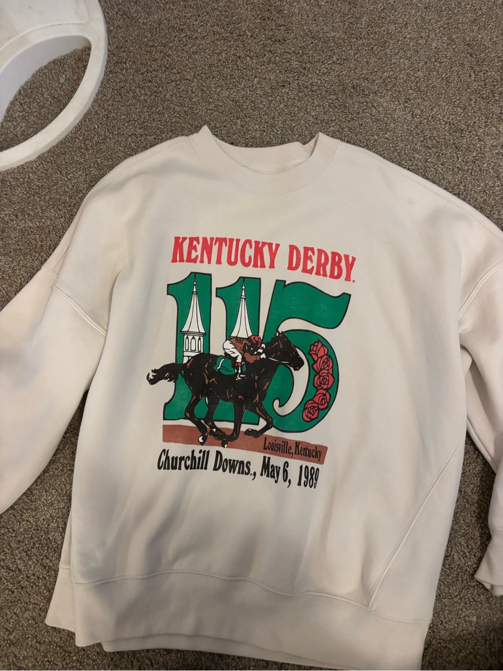 Abercrombie & Fitch Cream Sweatshirt with Red Graphic